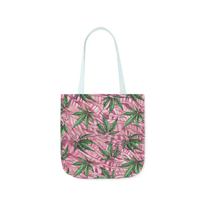 Beautifully Pink And Green Gorgeous Designed Marijuana 420 Weed Leaf Polyester Canvas Tote Bag (AOP)