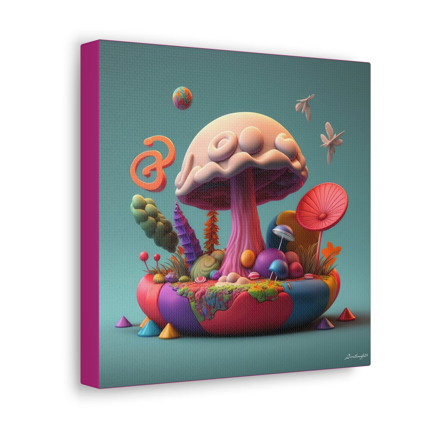 Gummy-Candy Style Mushroom Fun Bliss Cute Flowers Canvas Gallery Wraps