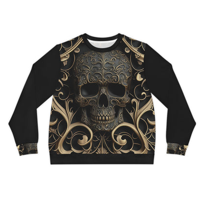 Metallic Chrome Skull and classic Designed Background Style 3 Lightweight Sweatshirt (AOP)