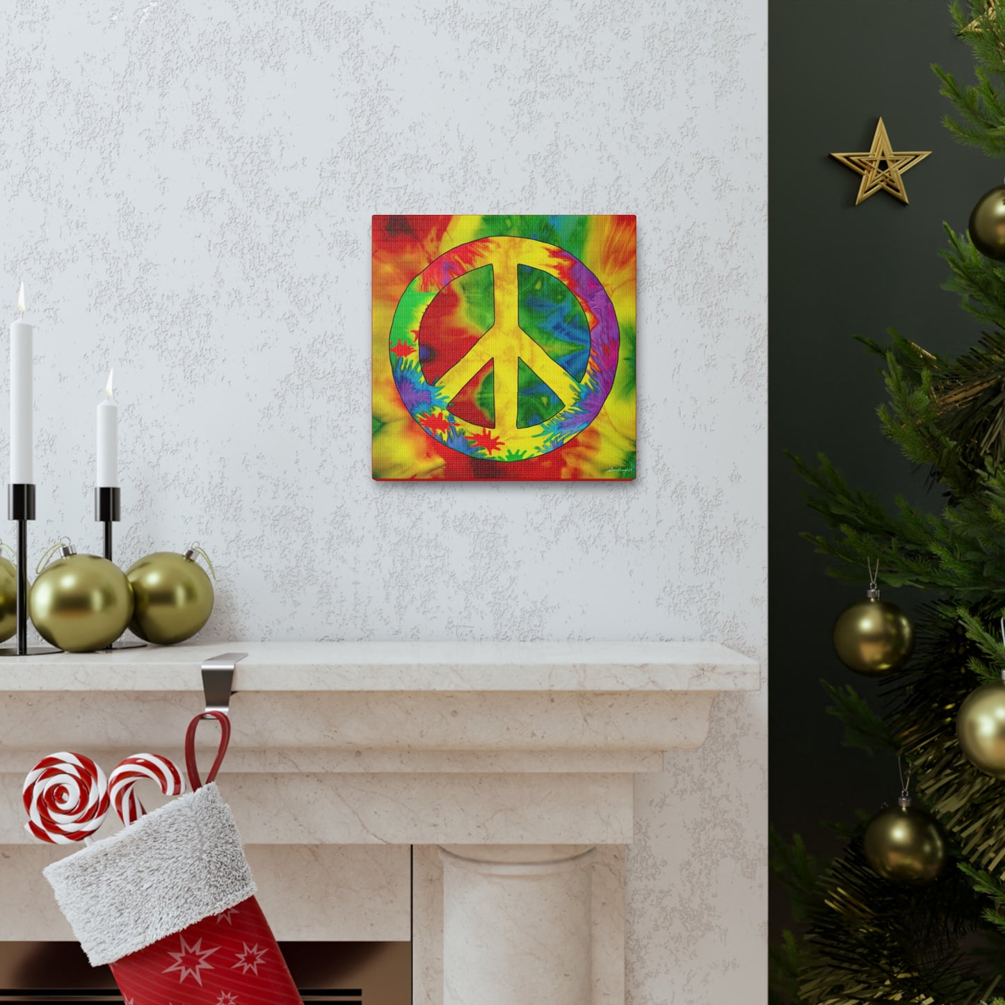 Coolio Tie Dye Hippie Peace Sign 2 Canvas Gallery Wraps