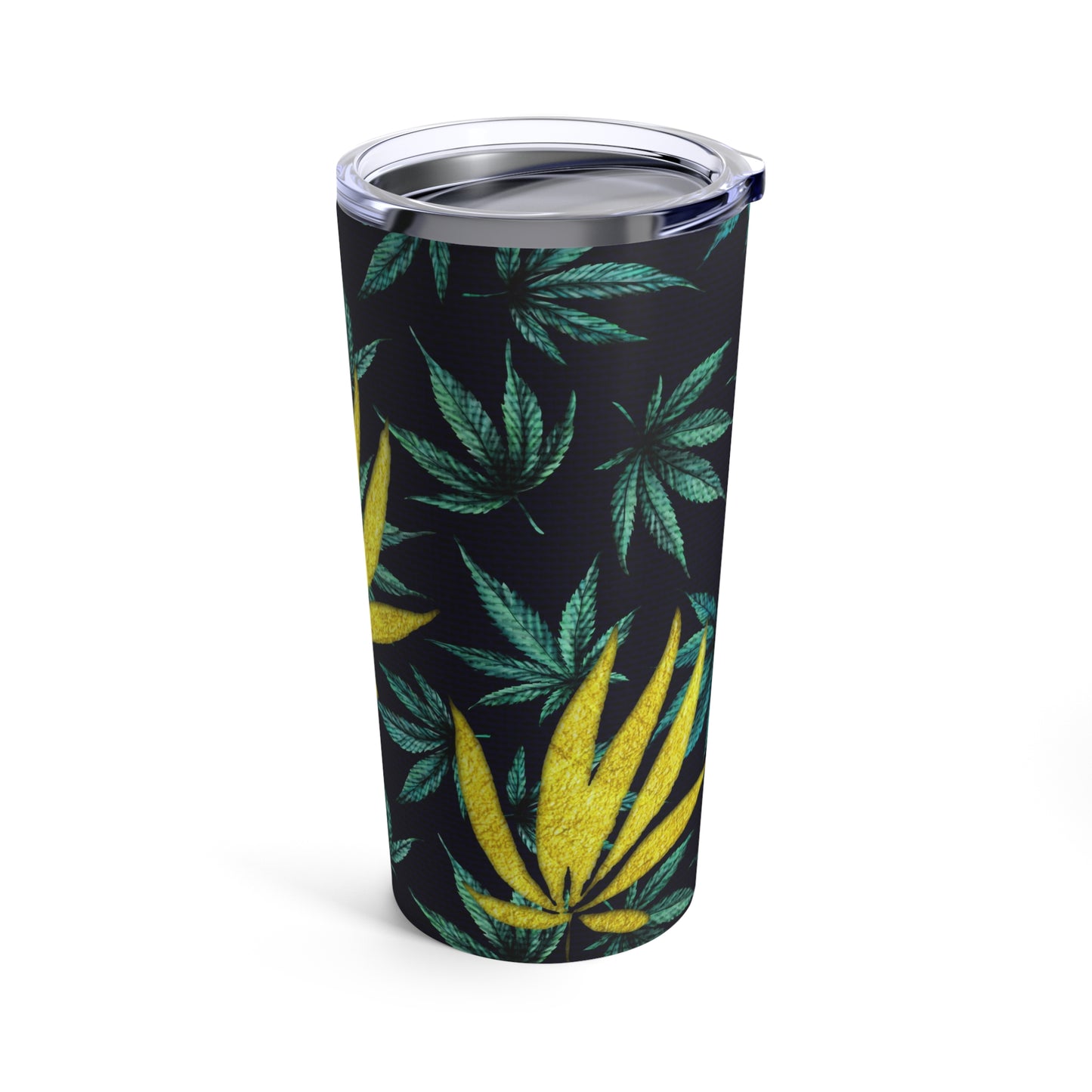 Gold & Green Marijuana Elegantly Designed 420 Weed Tumbler 20oz