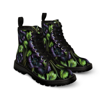Bold And Beautiful Colorful Flowers Style Three Women's Canvas Boots