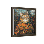 Mosaic Majesty: The Regal Cat, Framed Mosaic Cat Art Print — Colorful Modern Wall Canvas