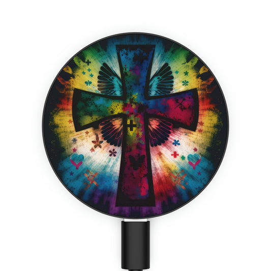 Bold And Beautiful Tie Dye Butterflies And Cross Style 5 Magnetic Induction Charger