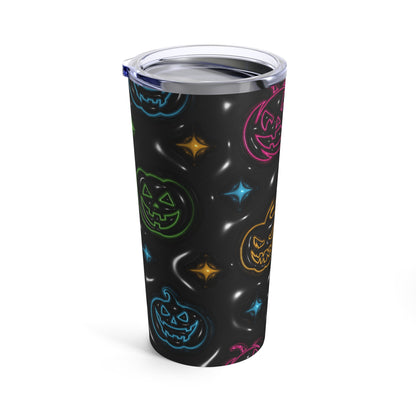 Neon Colored Blue Pink Red Pumpkins With Black Background 3-D Puffy Halloween by  Mulew Art Tumbler 20oz