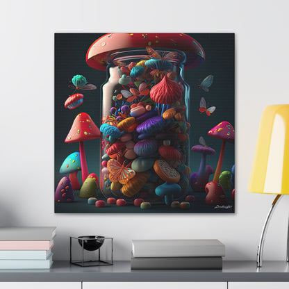 Beautiful Mushroom Luminating Colorful Bliss With Butterflies 2 Canvas Gallery Wraps