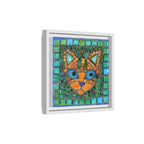 "Emerald Eyes Mosaic Cat", Framed Mosaic Cat Art Print — Colorful Modern Wall Canvas