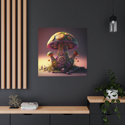 Beautiful Three Mushroom Colorful Uniquely Detailed Canvas Gallery Wraps