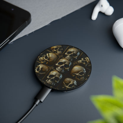 Metallic Chrome Skull And Detailed Background Style 18 Magnetic Induction Charger