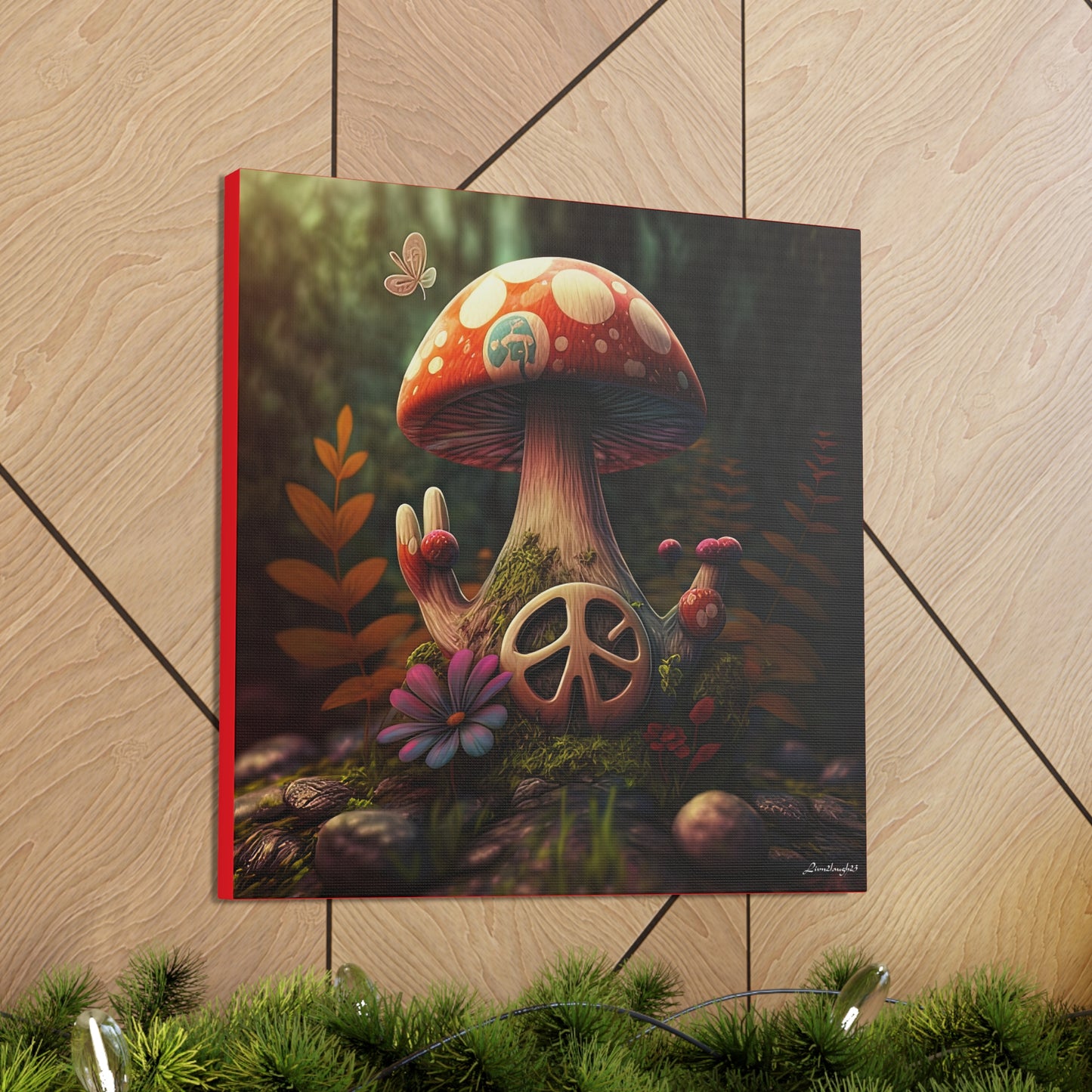 Beautiful Forest Round Peace Sign 7  Canvas Gallery Wraps