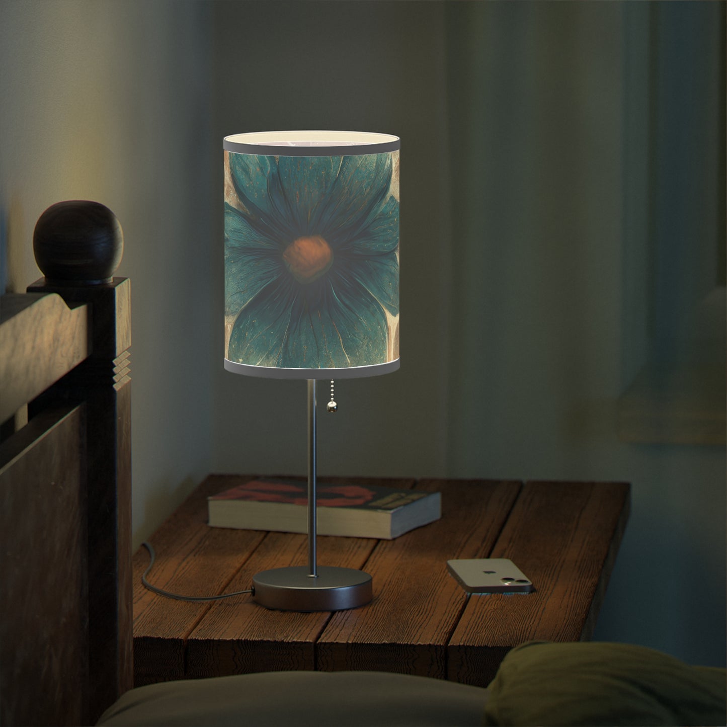 Bold And Beautiful White, Grey And Blue Floral Style 2 Lamp on a Stand, US|CA plug