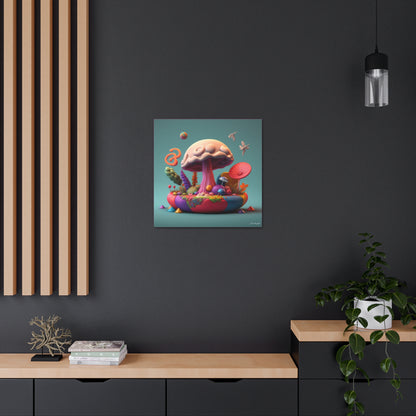 Gummy-Candy Style Mushroom Fun Bliss Cute Flowers Canvas Gallery Wraps