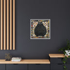 "Playful Black Cat Mosaic", Framed Mosaic Cat Art Print — Colorful Modern Wall Canvas