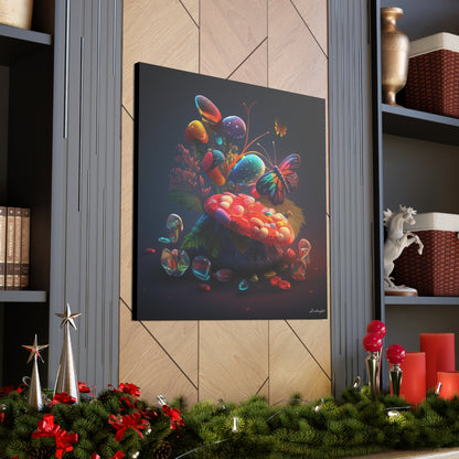 Beautiful Mushroom Luminating Colorful Bliss With Butterflies Canvas Gallery Wraps