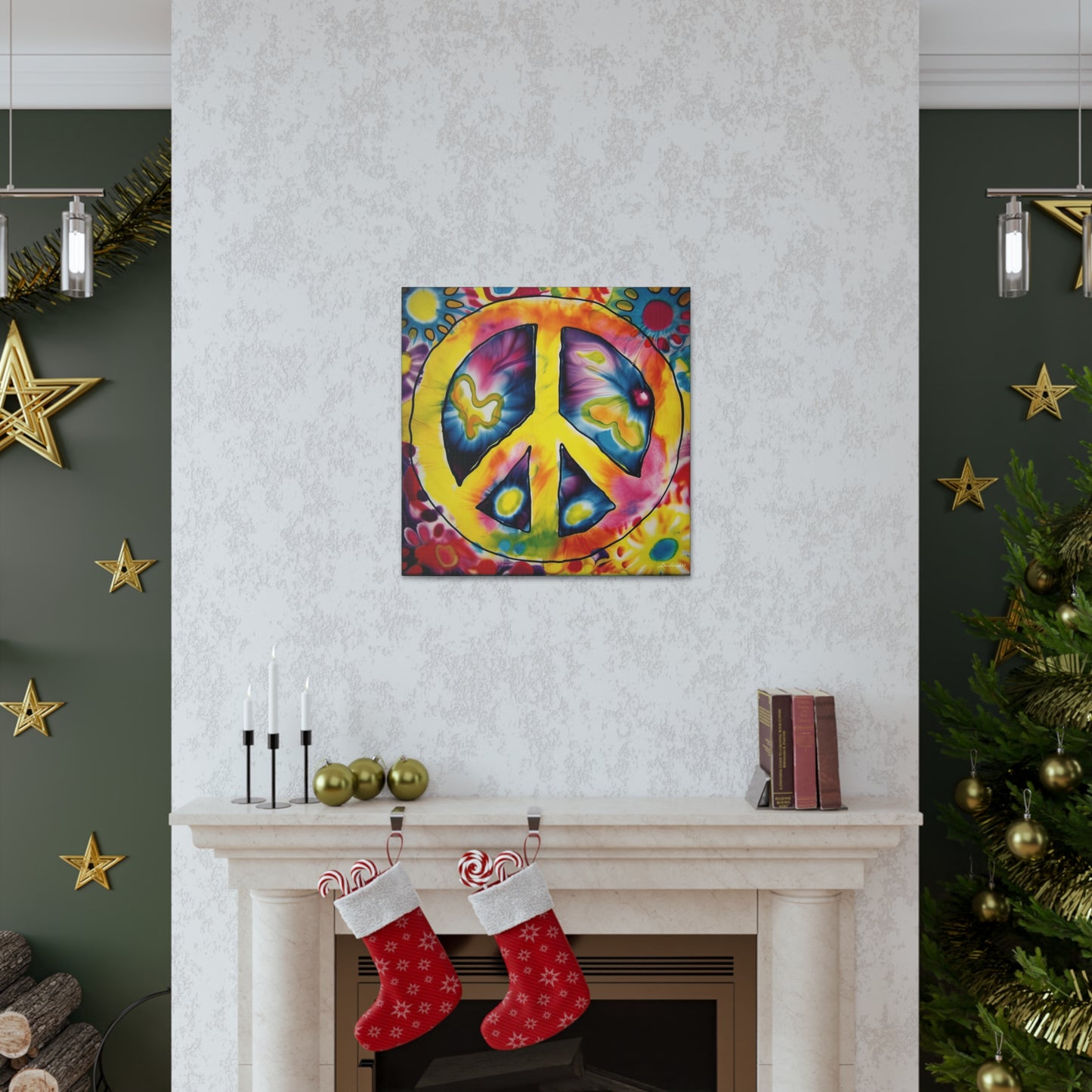 Coolio Tie Dye Hippie Peace Sign 7 Canvas Gallery Wraps