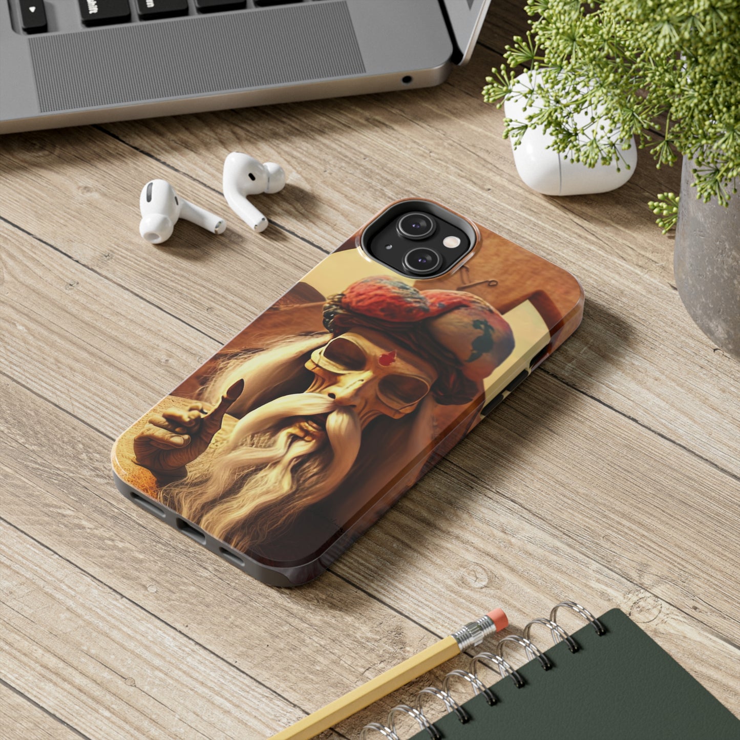 Wise Man In Dessert With Beard And Peace Sign Tough Phone Cases