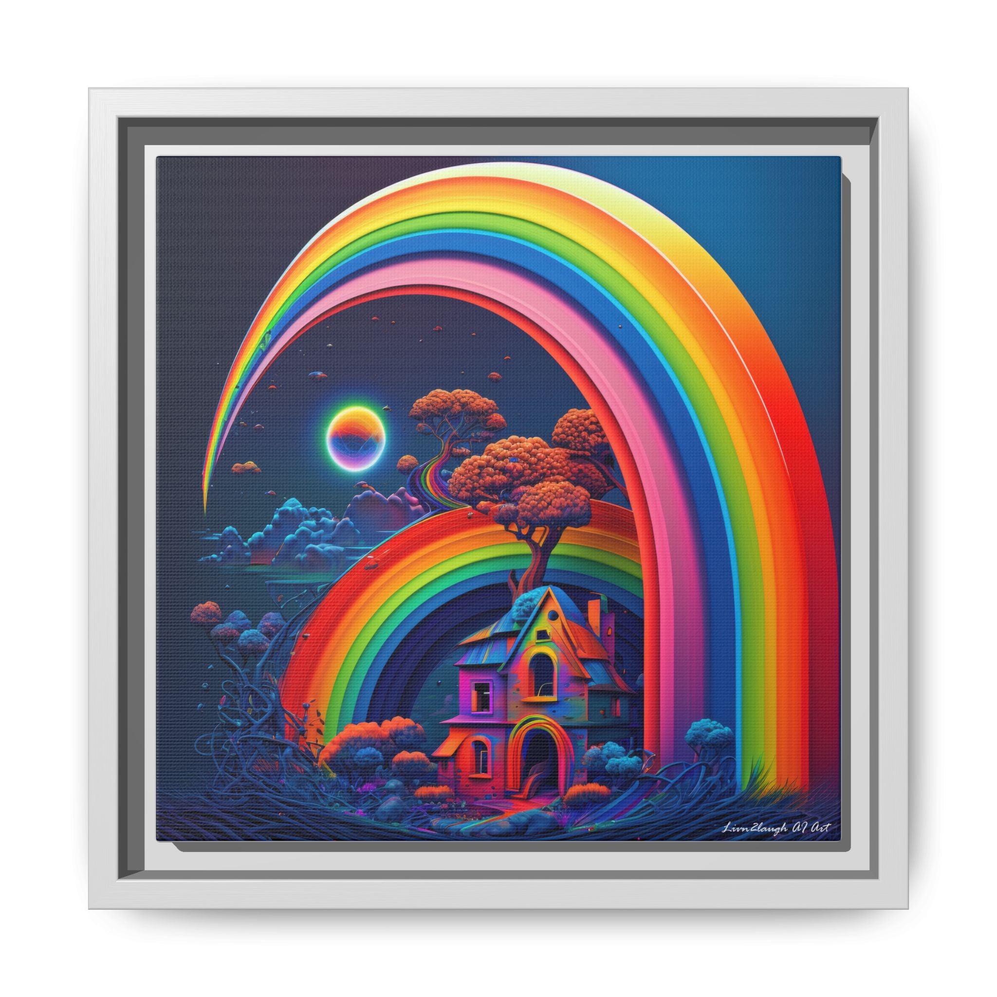Home Beneath the Rainbow, Art Print — Colorful Modern Wall Canvas