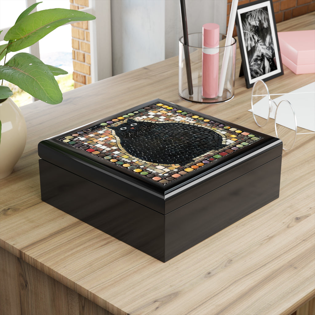 "Playful Black Cat Mosaic", Jewelry- Stash- Collection Box