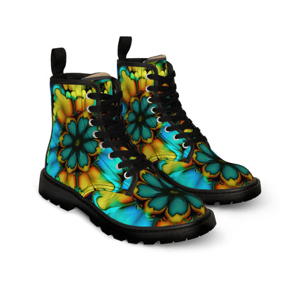 Bold And Beautiful Flowers B 3 Blue Yellow Women's Canvas Boots