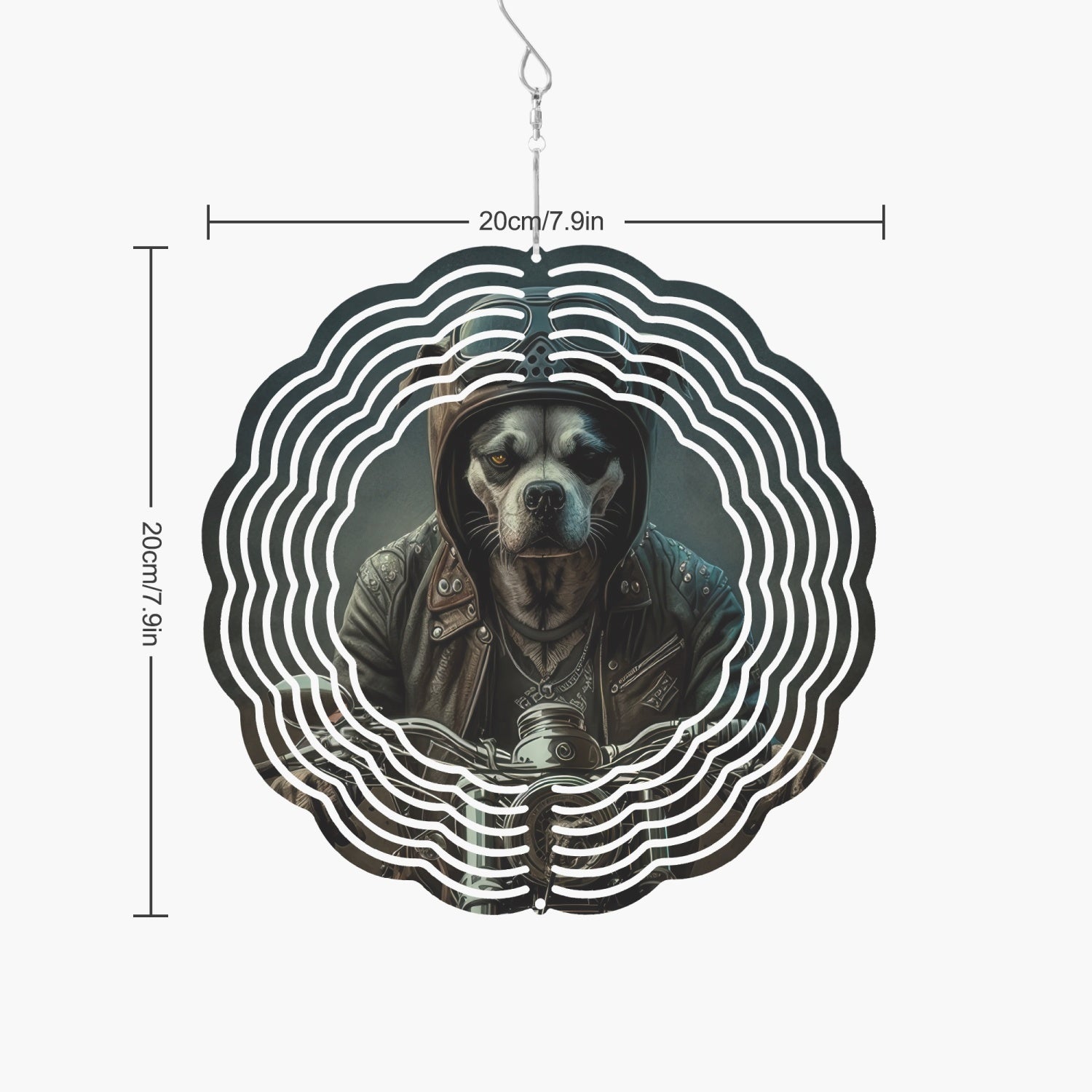 Biker Dawg On Motorcycle Wind Spinner