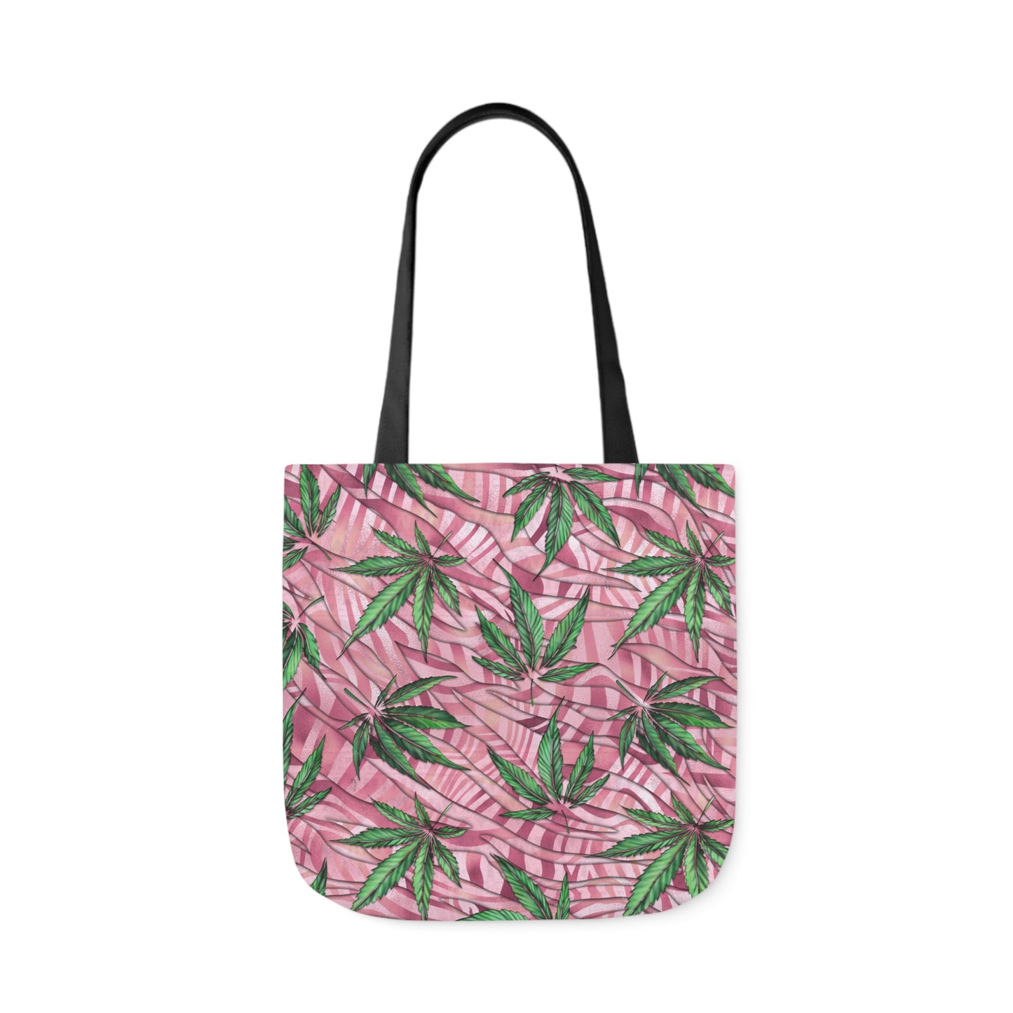 Beautifully Pink And Green Gorgeous Designed Marijuana 420 Weed Leaf Polyester Canvas Tote Bag (AOP)