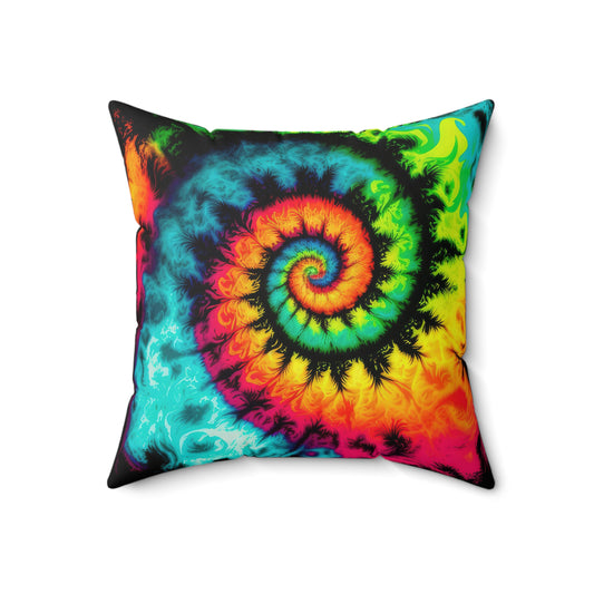 Bold And Beautiful Tie Dye Style Three Spun Polyester Square Pillow