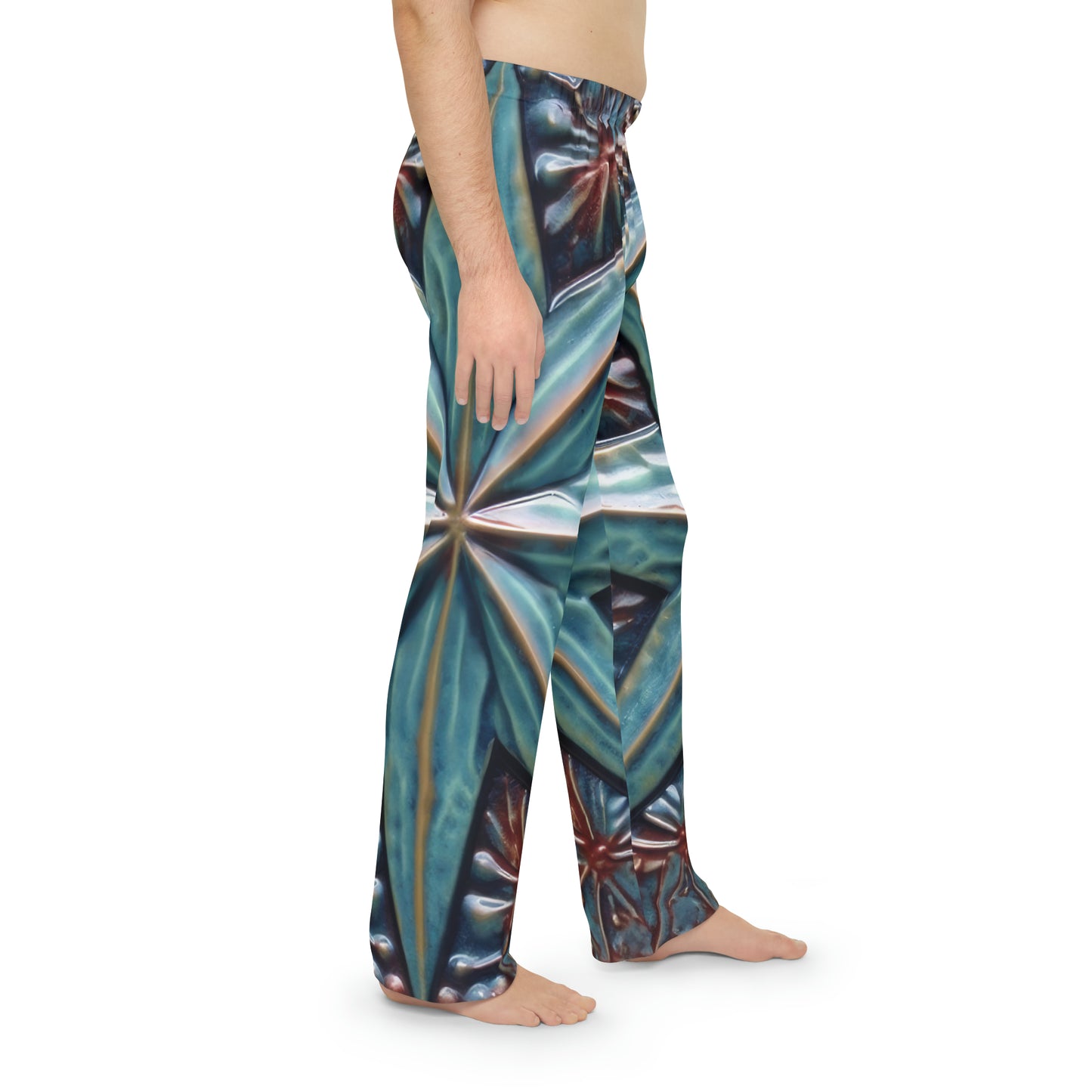 Beautiful Stars Abstract Star Style Blue And Red Men's Pajama Pants (AOP)
