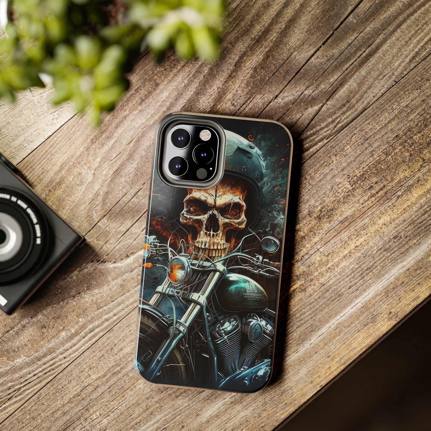 Skull Motorcycle Rider, Ready to Tear Up Road On Beautiful Bike 9 Tough Phone Cases