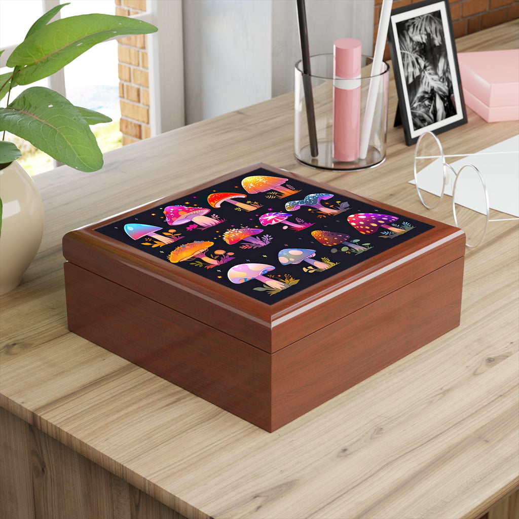Gorgeous Colorful Mushrooms Jewelry Box