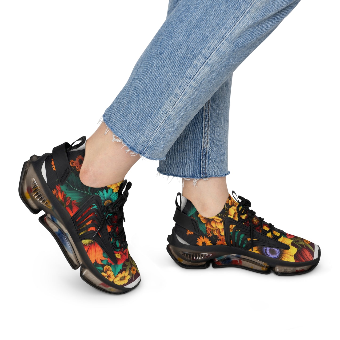 Bold And Beautiful Designed Floral Style Five Women's Mesh Sneakers