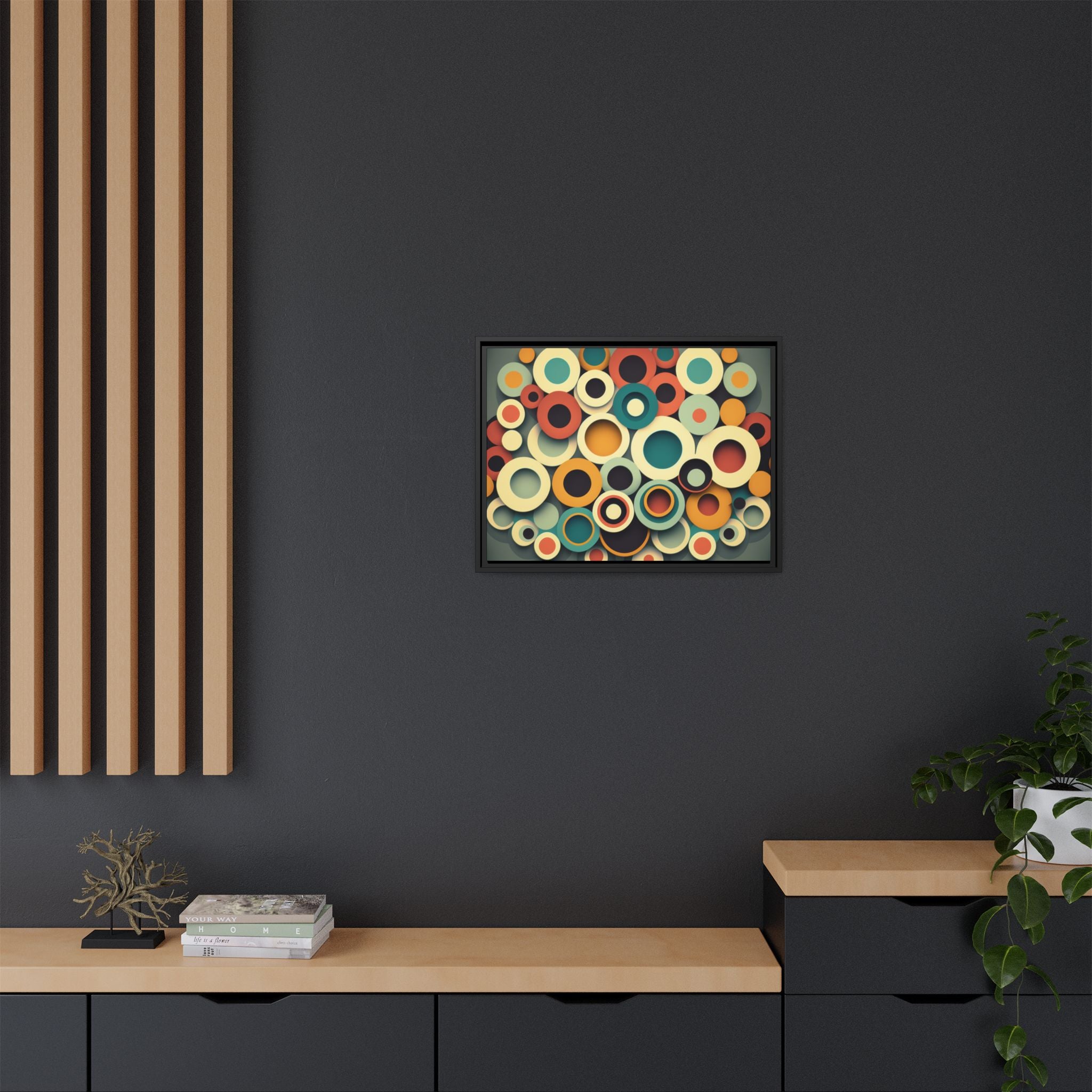 Gathered Circles, Matte Canvas, Framed (Multi-color)