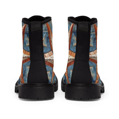 Beautiful Stars Abstract Star Style Orange, White And Blue Women's Canvas Boots