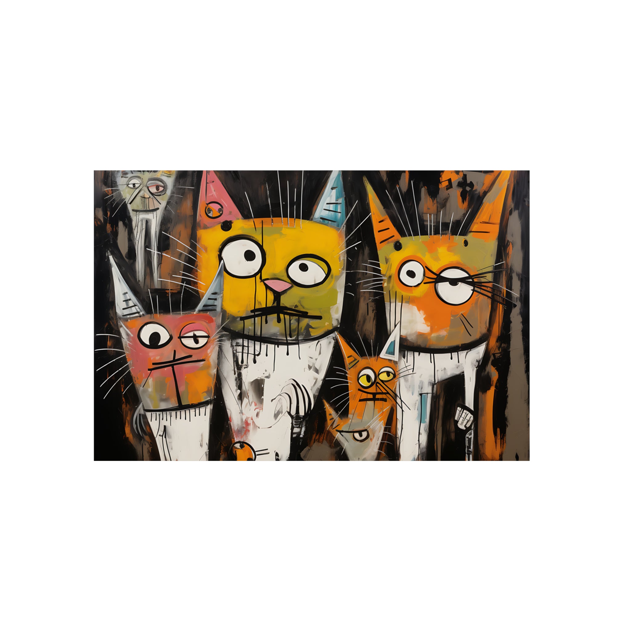 Doodle Abstract Multi Colored Cats With Black Background By DaFlowerChild Aluminum Composite Panels