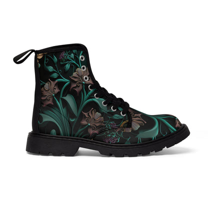 Gothic Bold & Beautiful flower floral Style 2 Women's Canvas Boots