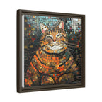 Mosaic Majesty: The Regal Cat, Framed Mosaic Cat Art Print — Colorful Modern Wall Canvas