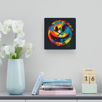 Happy Tie Dye Face Style 1 Wall Clock