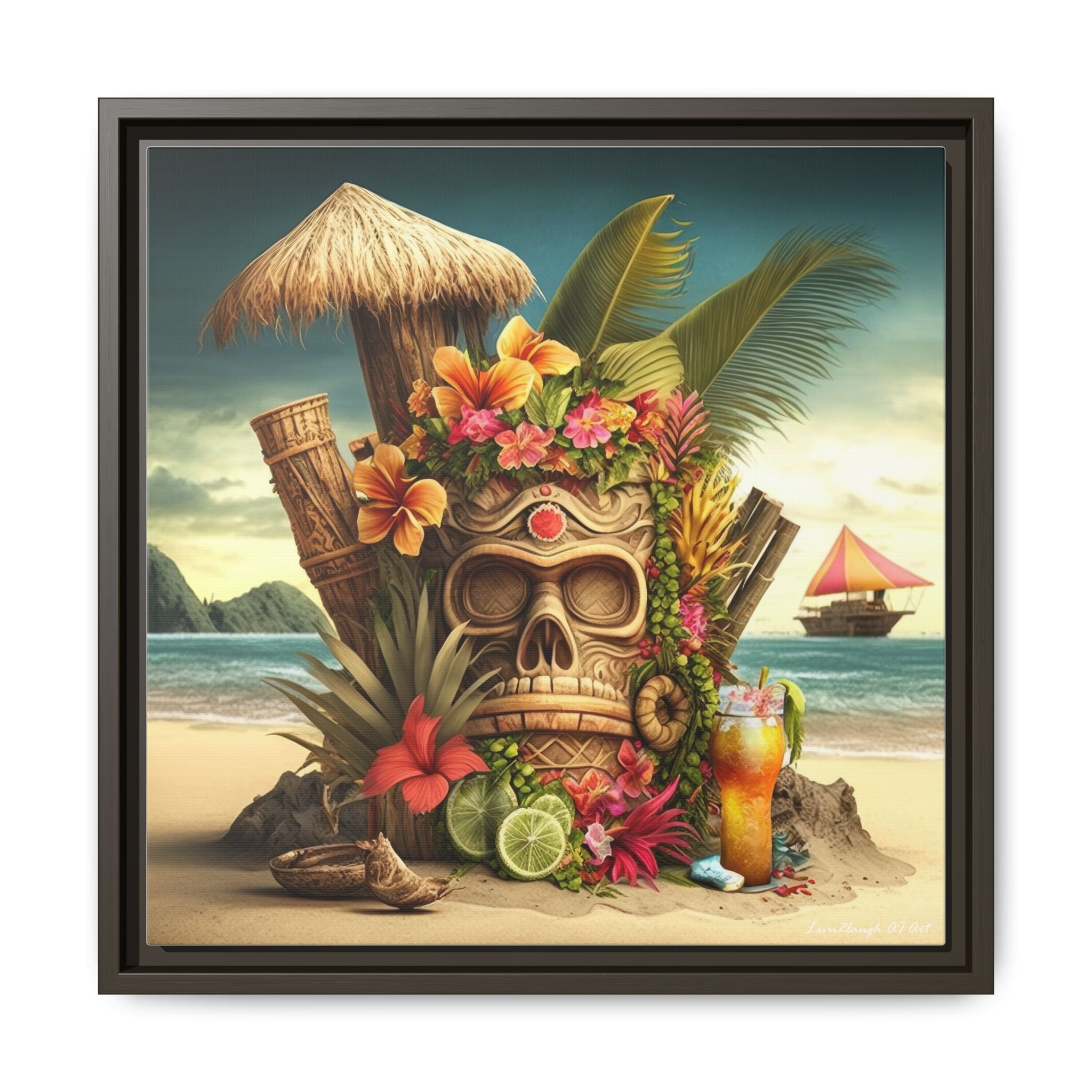 Tiki Dreams by the Shore, Art Print — Colorful Modern Wall Canvas