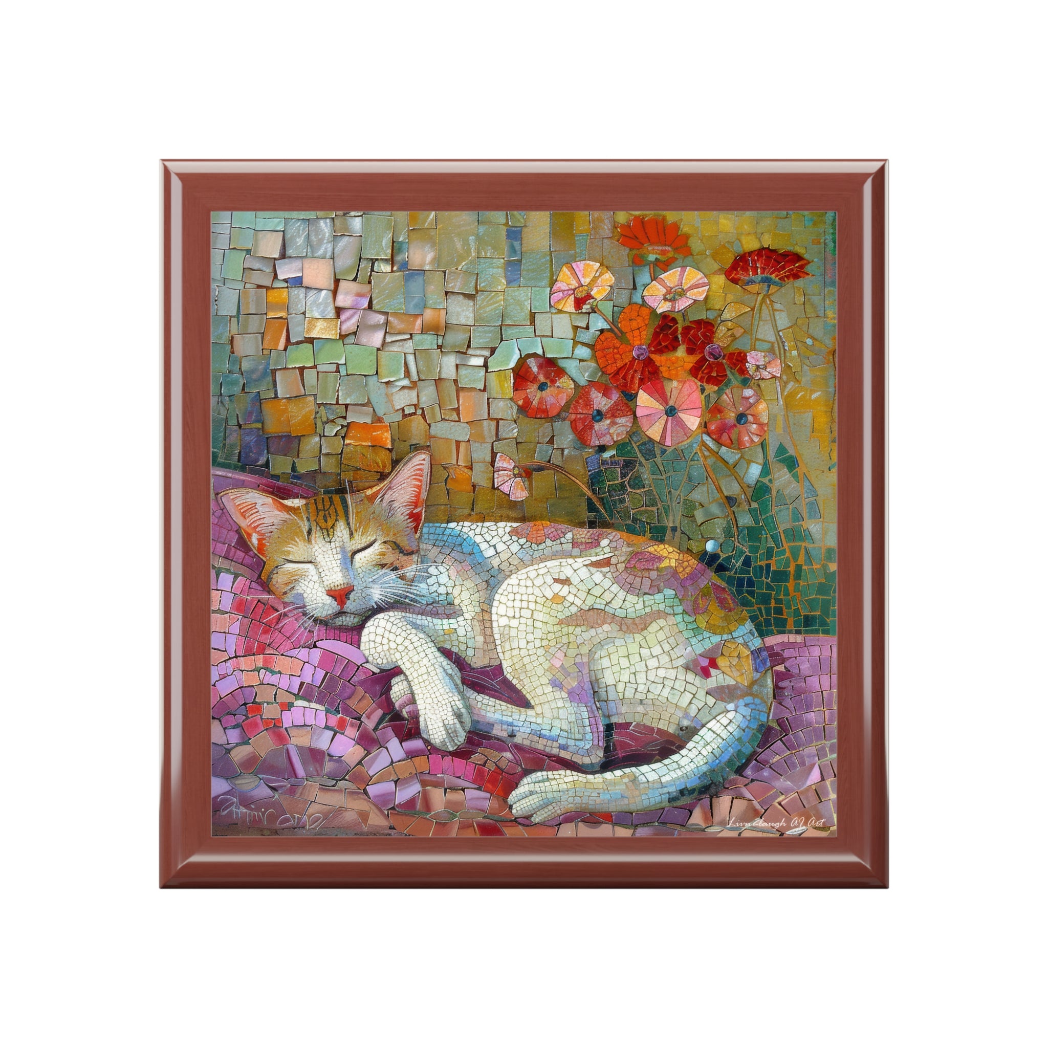 Mosaic Dreams: A Cat’s Serenity, Jewelry- Stash- Collection Box
