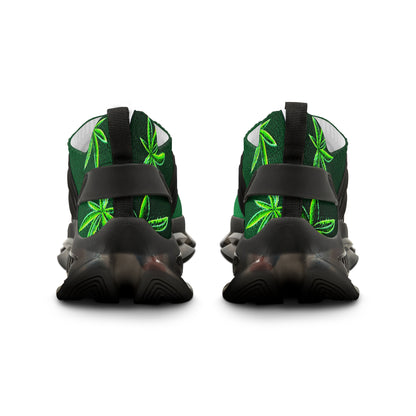 Classic Green Marijuana Leave Men's Mesh Sneakers