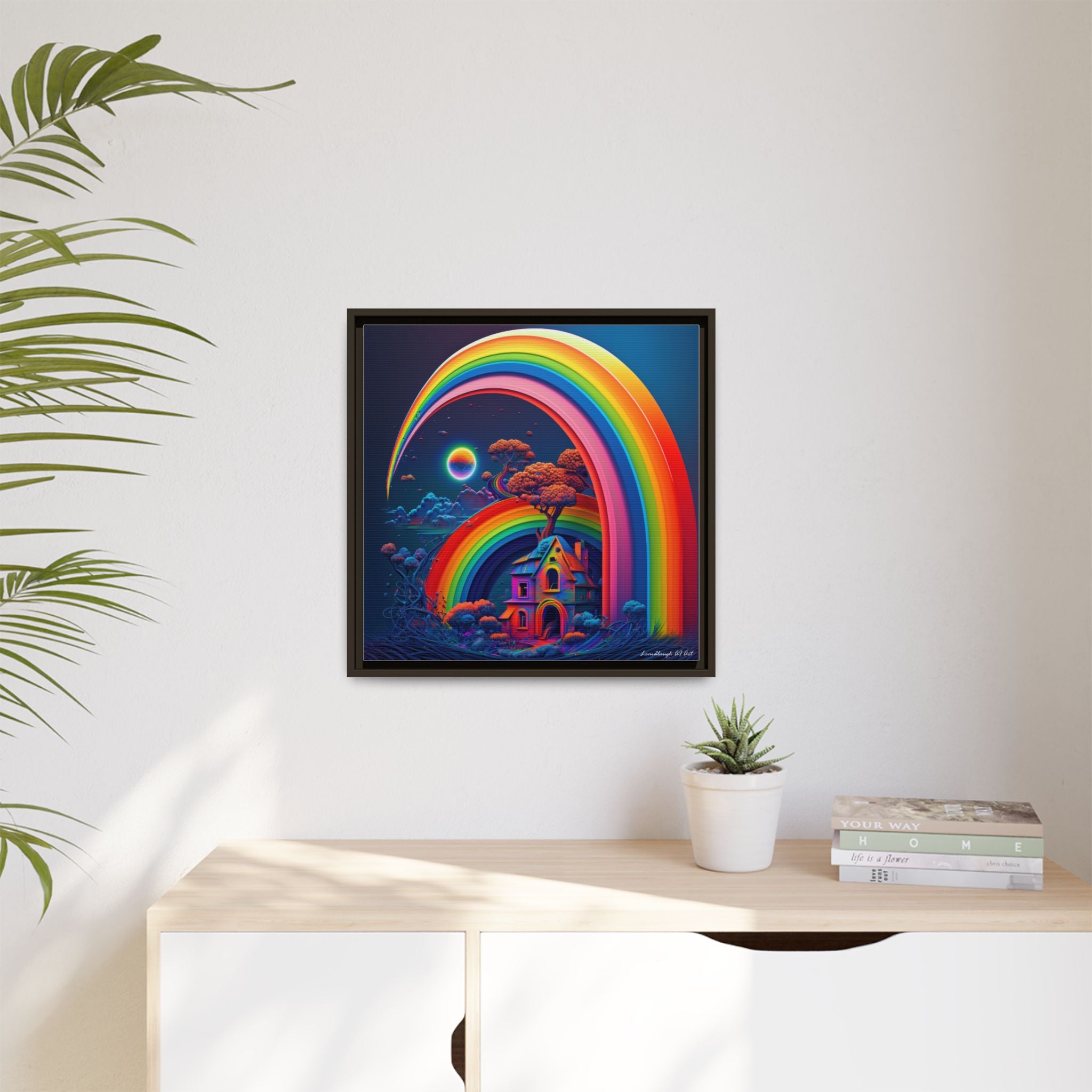 Home Beneath the Rainbow, Art Print — Colorful Modern Wall Canvas