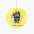 Crowned Skull Smoking With 420 Leaf, Good Vibes 885. Wind Spinner