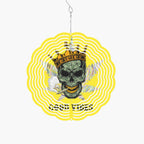 Crowned Skull Smoking With 420 Leaf, Good Vibes 885. Wind Spinner