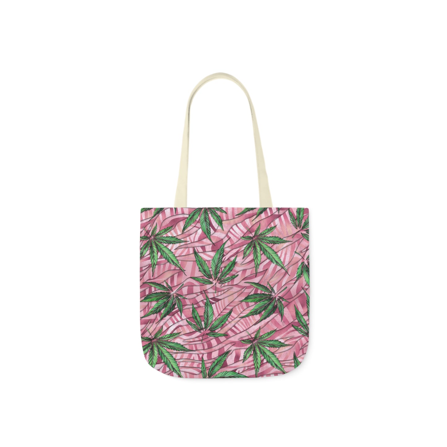 Beautifully Pink And Green Gorgeous Designed Marijuana 420 Weed Leaf Polyester Canvas Tote Bag (AOP)