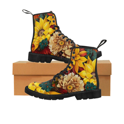 Bold And Beautiful Colorful Flowers Style Six Women's Canvas Boots