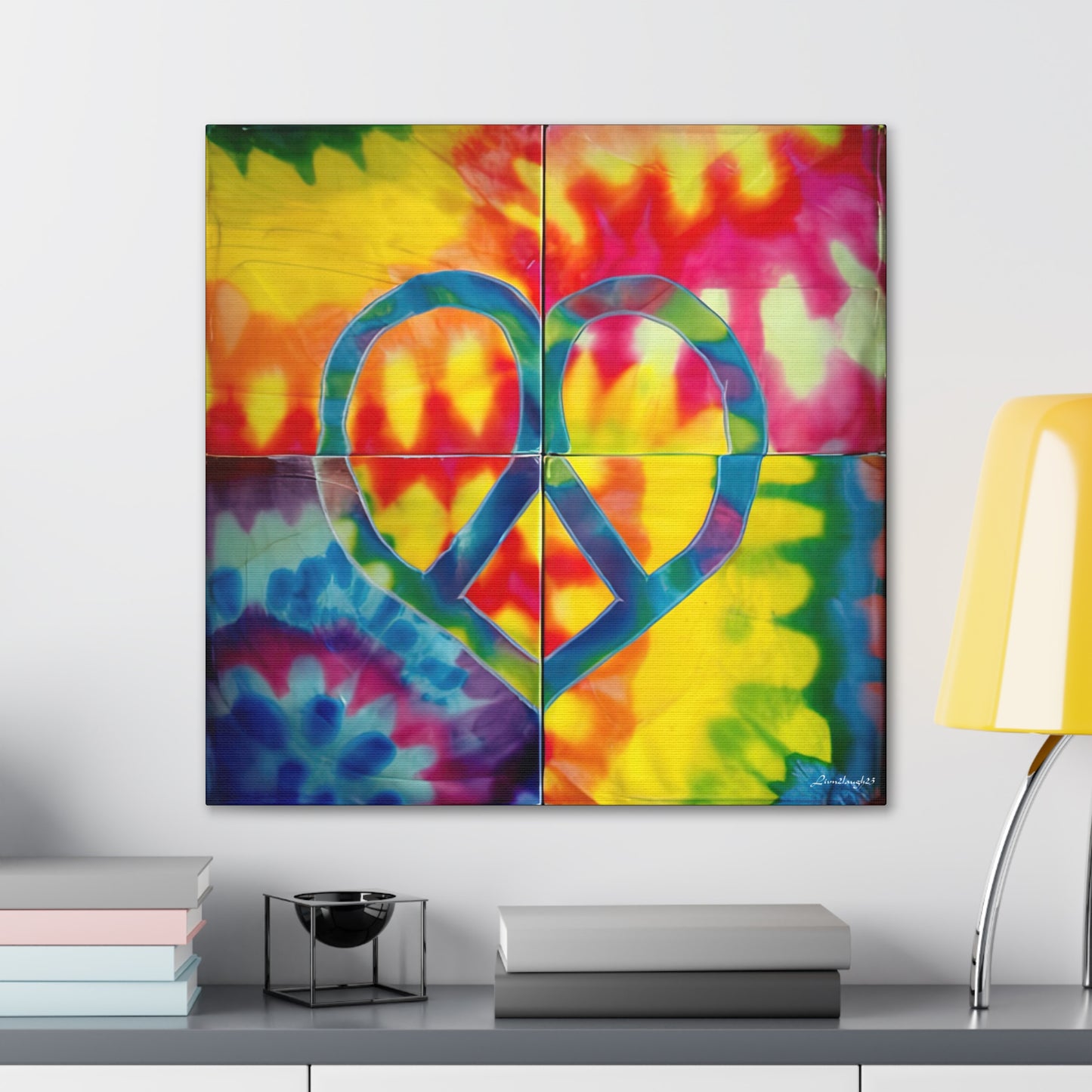 Coolio Tie Dye Hippie Heart Peace Sign Canvas Gallery Wraps