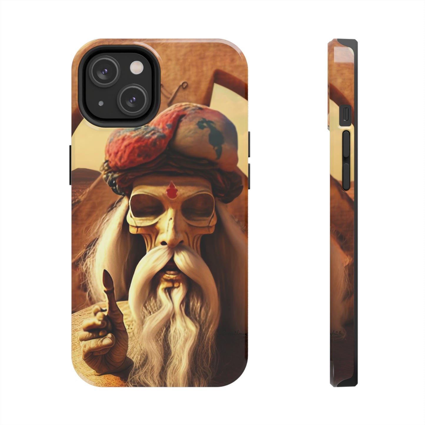 Wise Man In Dessert With Beard And Peace Sign Tough Phone Cases