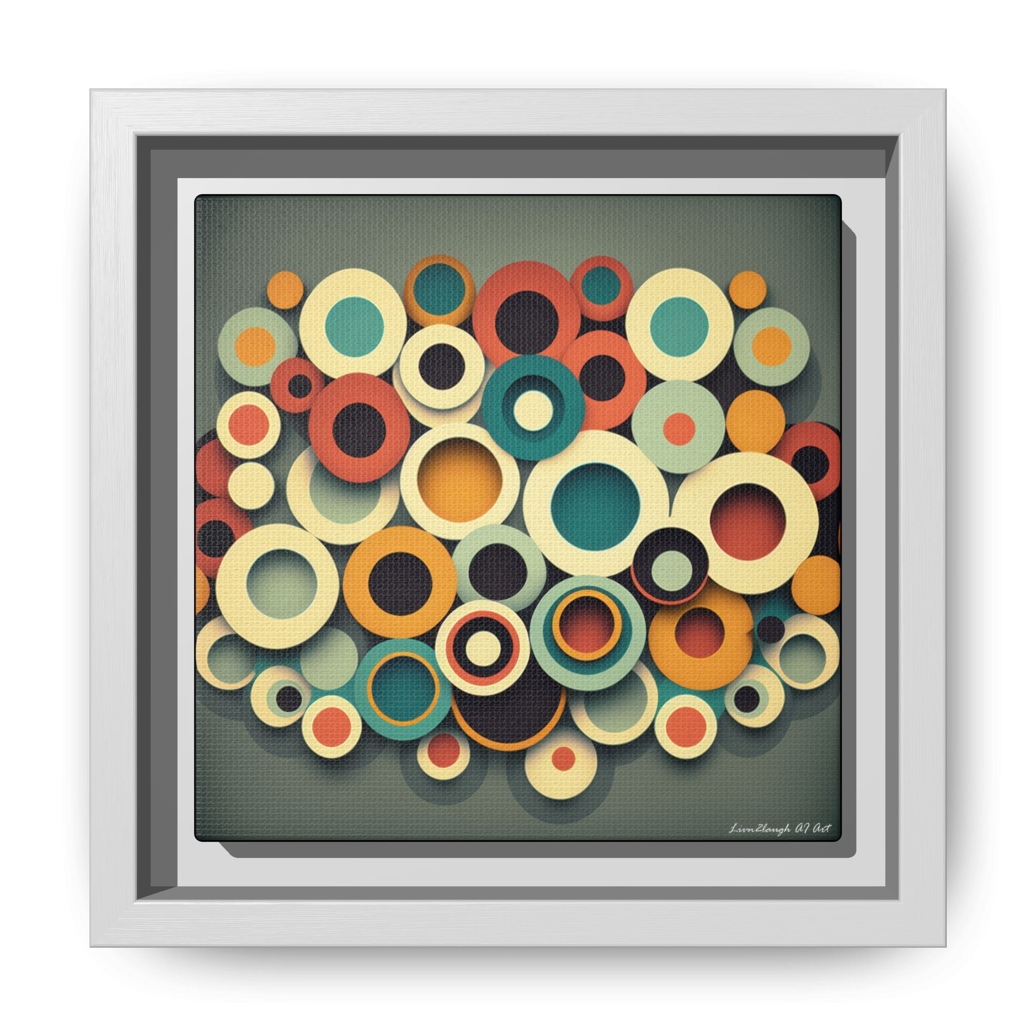 Gathered Circles, Matte Canvas, Framed (Multi-color)