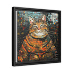 Mosaic Majesty: The Regal Cat, Framed Mosaic Cat Art Print — Colorful Modern Wall Canvas