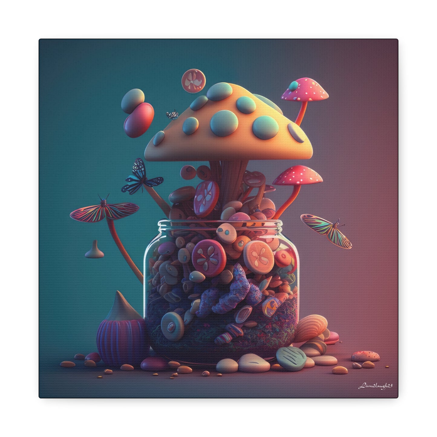 Beautiful Mushroom Luminating Colorful Bliss 10 Canvas Gallery Wraps