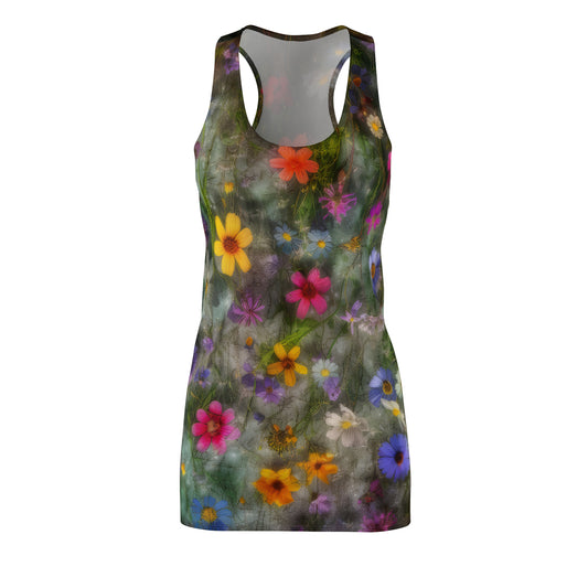 Bold & Beautiful & Metallic Wildflowers, Gorgeous floral Design, Style 2 Women's Cut & Sew Racerback Dress (AOP)